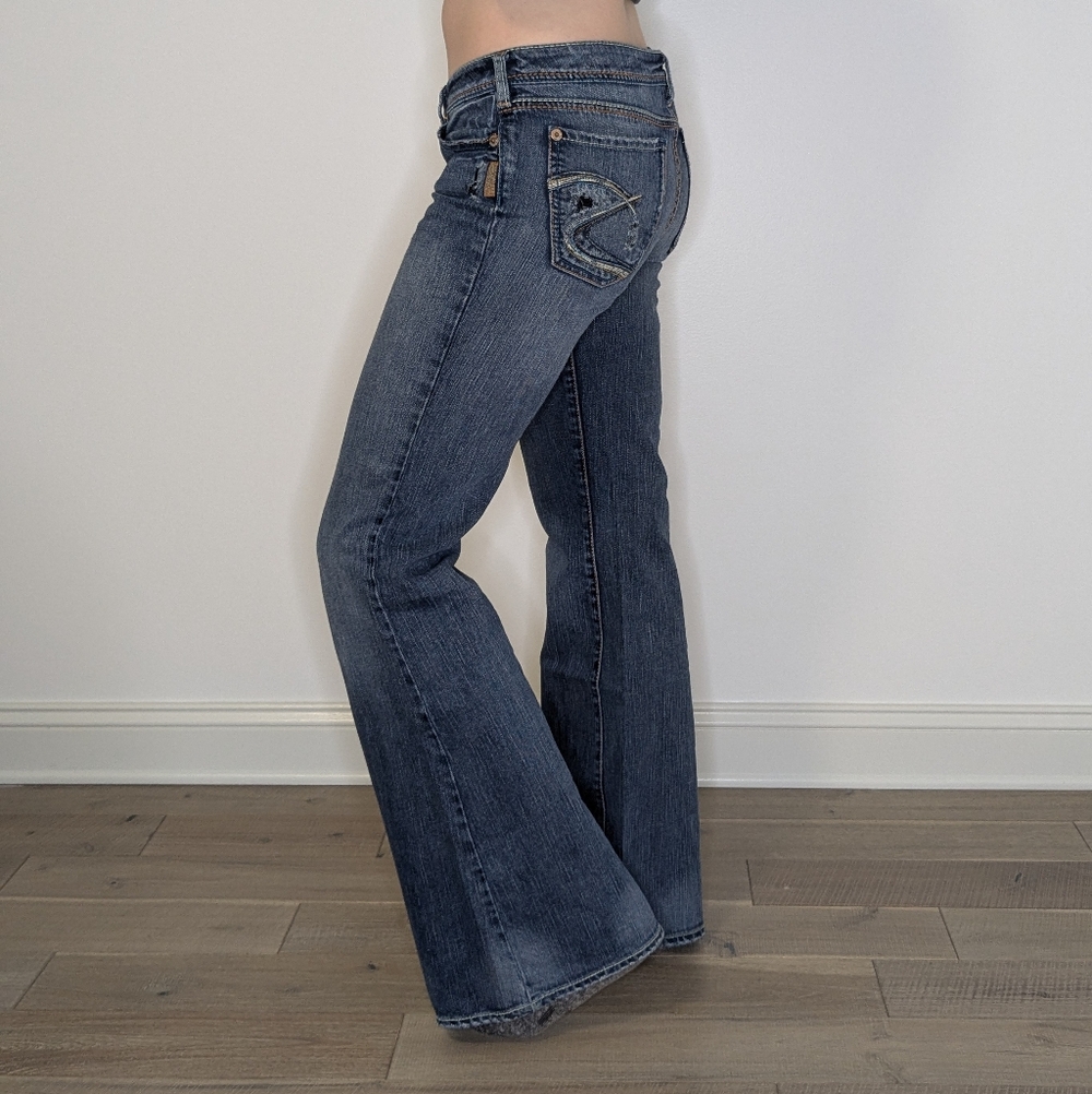 Silver "Mirage" Low Rise Flare Jeans